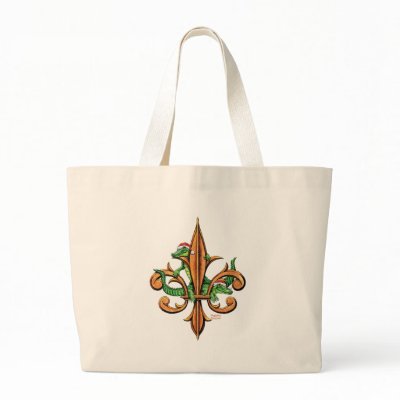 Alligator-Christmas-Fleur-de-lis Canvas Bag by routhcollection