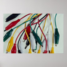 Alligator clips spread on white background poster