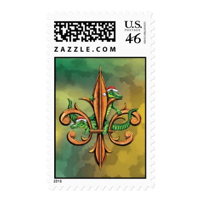 Alligator Fleur-de-lis Postage by routhcollection