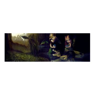Alligator Magic ART PRINT fairy fantasy surrealism print