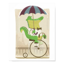 Alligator on Bicycle in Paris posters