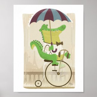 Alligator on Bicycle in Paris