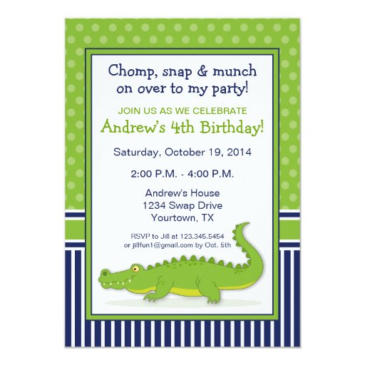 Alligator Party Invitation