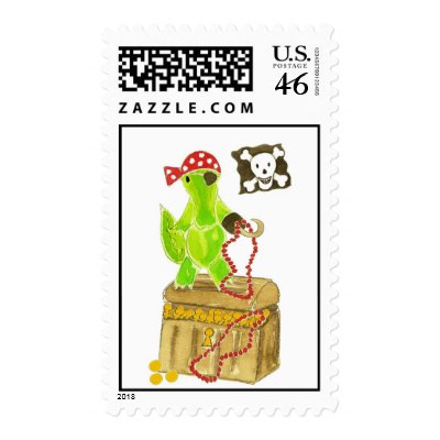 Alligator Pirate Postage Stamps by invitationmonkey