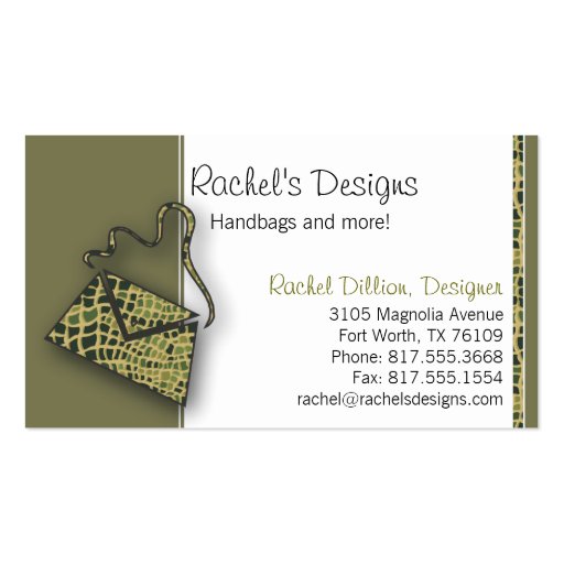 Alligator Purse Business Card Template (front side)