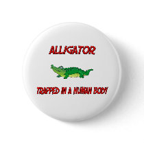 Alligator trapped in a human body buttons by AnimalShirts Alligator trapped in a human body buttons