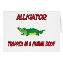 Alligator trapped in a human body cards by AnimalShirts Alligator trapped in a human body cards