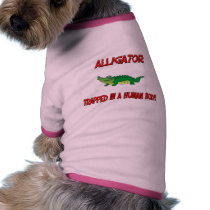 Alligator trapped in a human body pet clothing