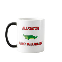 Alligator trapped in a human body mugs