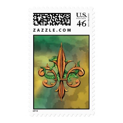 Alligators & Fleur-de-lis Stamp by routhcollection