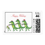 Alligators & Frog Christmas Postage Stamp