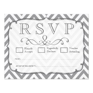 Alloy Gray & White Chevron Wedding RSVP Cards