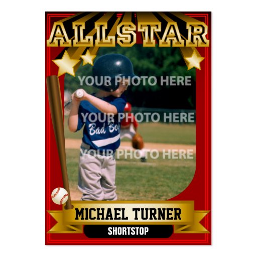 ALLSTAR Dark Red Custom Baseball Card Business Card Templates (front side)