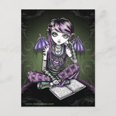 Ally Bat Winged Emo Ipod Fairy Postcard