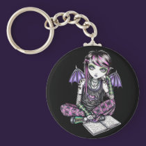 "Ally" Emo School Girl Fairy Art Keychain keychains