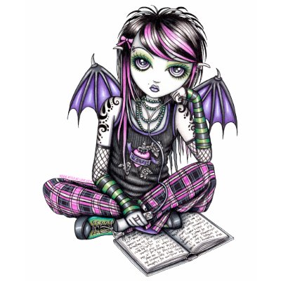 Gothic angel tattoo on the back. Ally Gothic Tattoo Emo Fairy Top T-shirts 