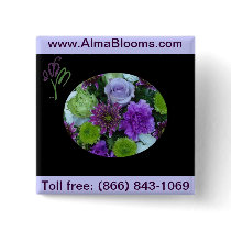 Alma Blooms Purple Bouquet Pinback Buttons