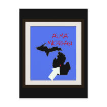 Alma Michigan Map Postcards