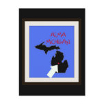 Alma Michigan Map postcards