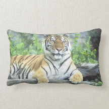 ¡Almohada de la acuarela del tigre siberiano!