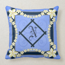Almohada de tiro elegante floral azul rústica del 