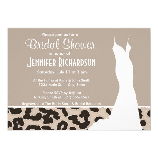 Almond Color Leopard Animal Print; Personalized Personalized Invites