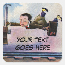 Almost Missed the Train Square Stickers