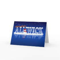 Alnwick Christmas Card - Ice Text And Snowman