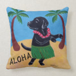 Aloha Black Lab Painting Pillow