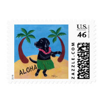Aloha Black Lab Postage Stamps