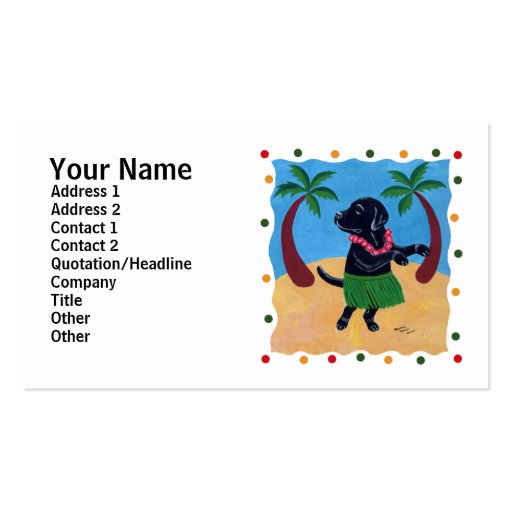 Aloha Black Labrador dots Business Card Templates (front side)
