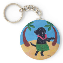 Aloha Black Labrador Key Chains