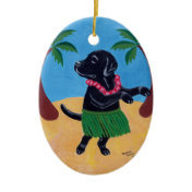 Aloha Black Labrador Ornaments