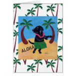Aloha Black Labrador Painting Greeting Cards