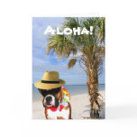 Aloha Boxer dog on the beach greeting card