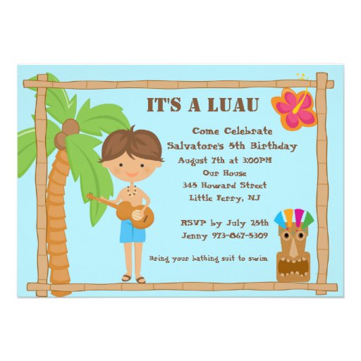 Aloha Boy Luau Birthday Invitation