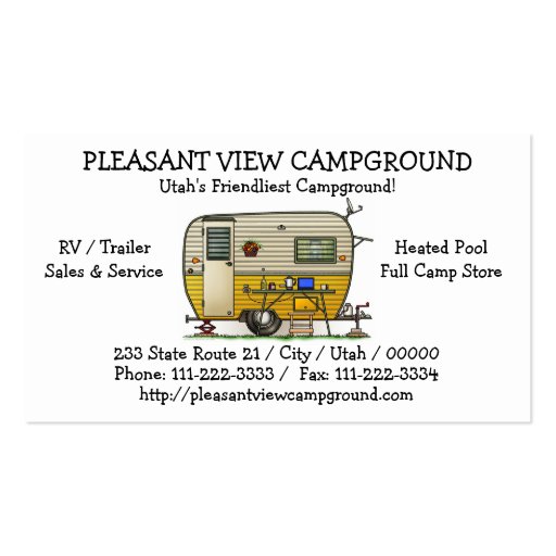 Aloha Camper Trailer Business Card Templates (front side)
