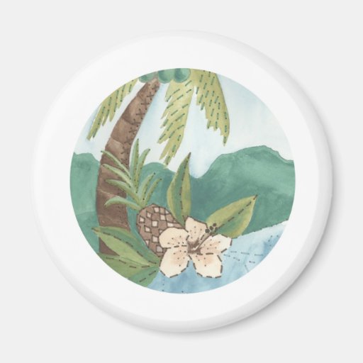Aloha Coconut, Pineapple, Hibiscus Design Fridge Magnet