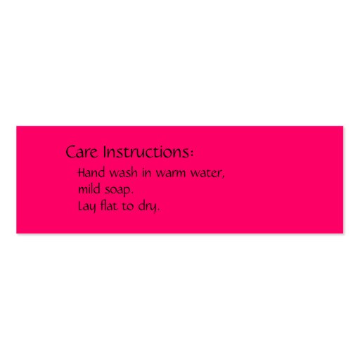 Aloha Floral Theme Care Instructions Business Cards (back side)