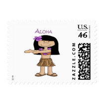 Aloha Girl Postage Stamp