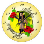 Aloha Hawaii Wahine Pin-up Clock Round