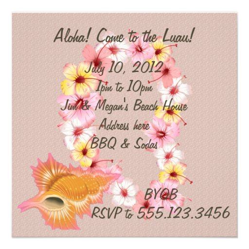 Aloha Hawaiian Luau Invitation