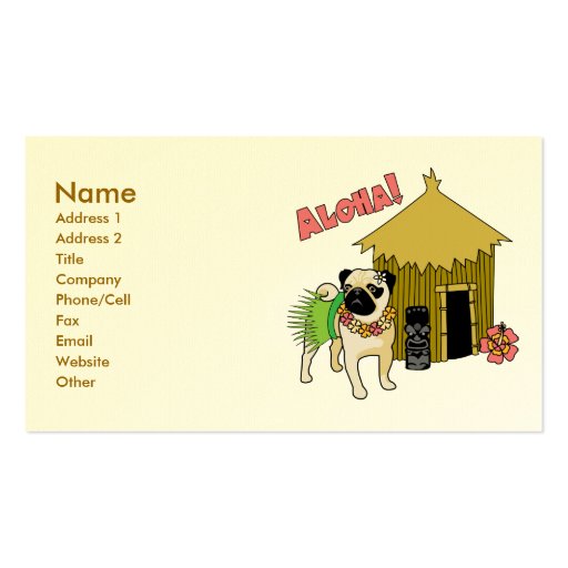 Aloha!  Hawaiian Pug Business Cards-customizable