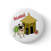 Aloha!  Hawaiian Pug Buttons