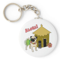 Aloha!  Hawaiian Pug Keychains