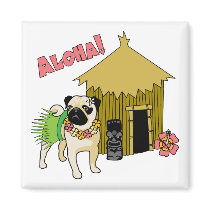 Aloha!  Hawaiian Pug Magnets