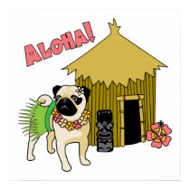 Aloha! Hawaiano Pug Pósters y Grabados posters by designsbydandy Aloha! Hawaiano Pug Pósters y Grabados posters