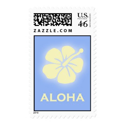 Aloha (hibiscus - sky blue) stamp