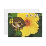 Aloha Honeys Hula Girl RSVP Card invitation