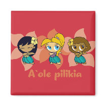 "Aloha Honeys " hula girls magnet in red
